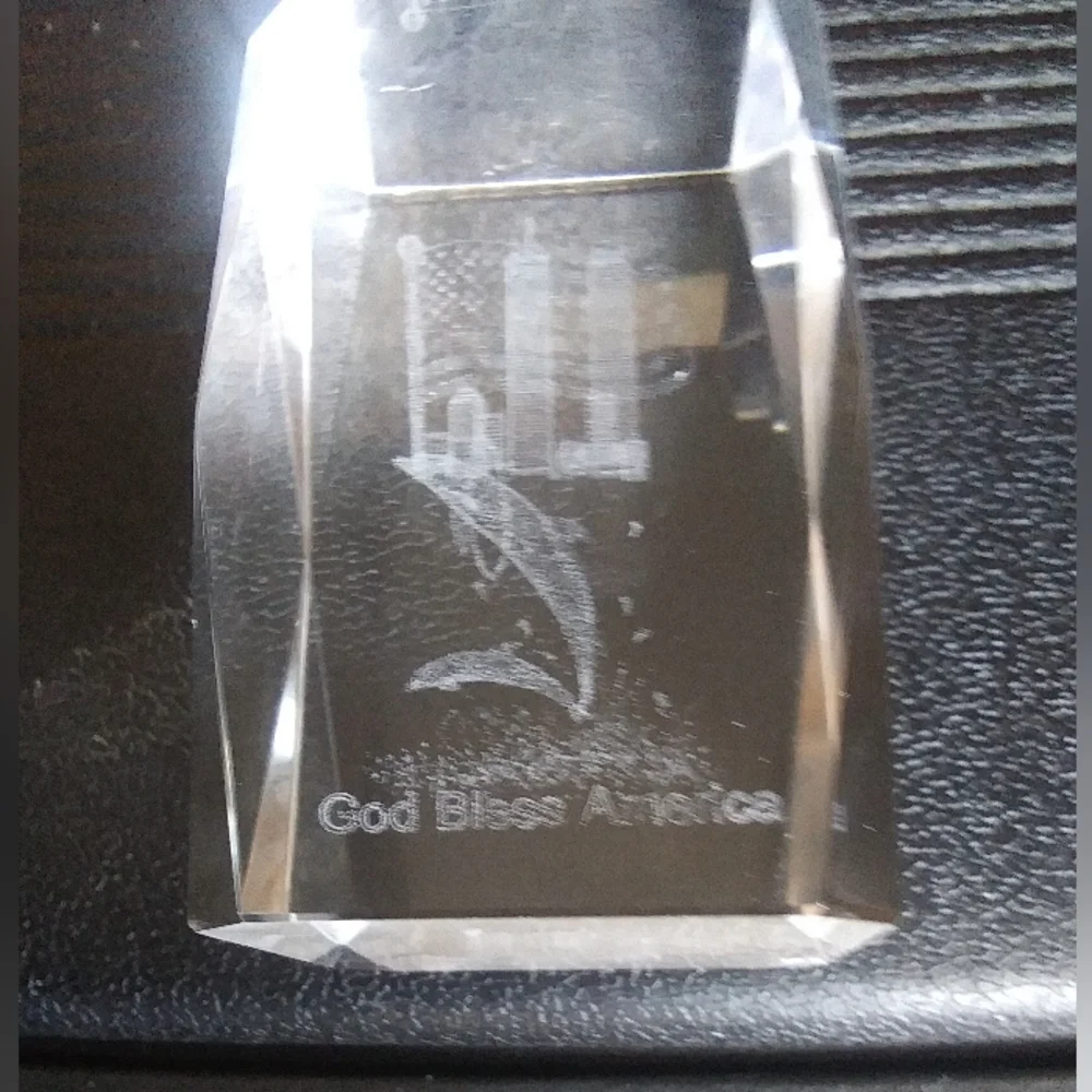 Crystal Cube 9/11 Eagle American Flag Whale Dolphin